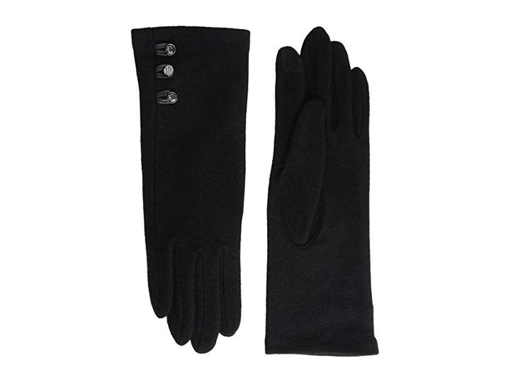 Lauren Ralph Lauren Three-button Touch Gloves (black) Wool Gloves
