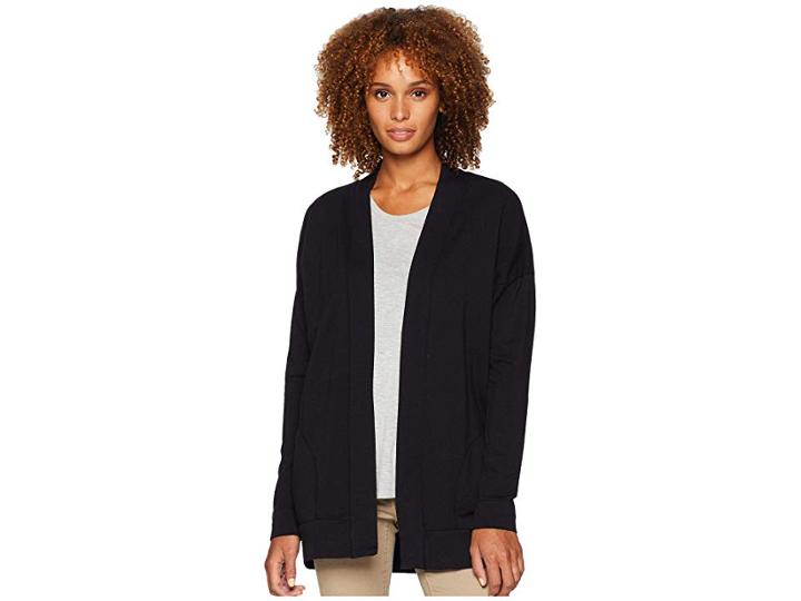 Mod-o-doc Cotton Modal Fleece Drop Shoulder Cardigan (black) Women's Sweater