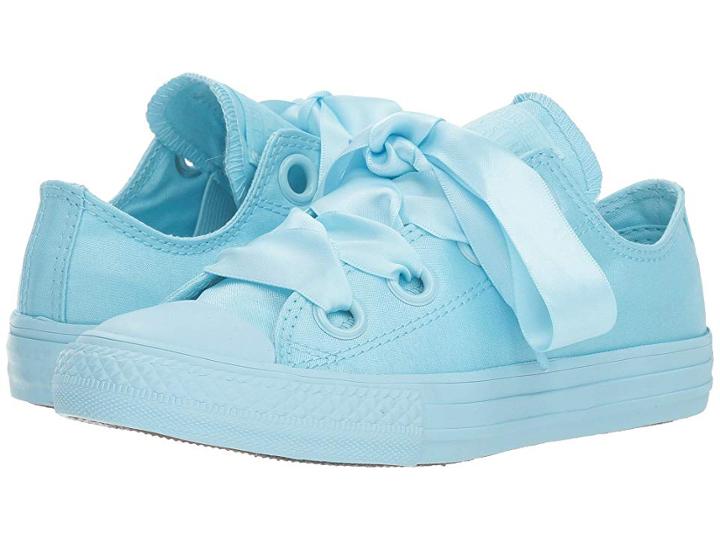 Converse Kids Chuck Taylor(r) All Star(r) Star Big Eyelets Ox (little Kid/big Kid) (cyan Tint/cyan Tint/cyan Tint) Girls Shoes