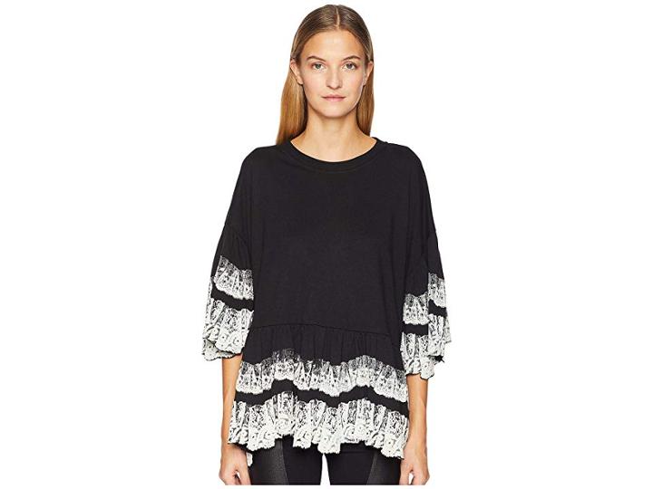 Mcq Printed Trim Tee (darkest Black/ivory) Women's T Shirt