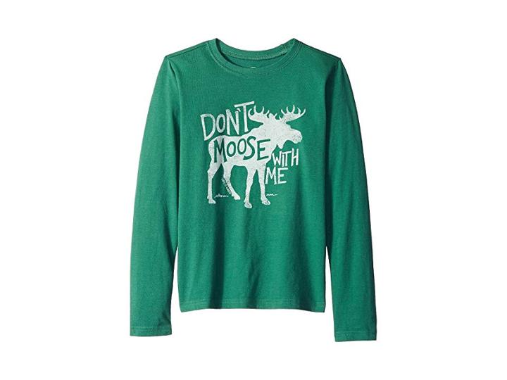 Life Is Good Kids Don't Moose With Me Crusher Long Sleeve T-shirt (little Kids/big Kids) (forest Green) Boy's T Shirt