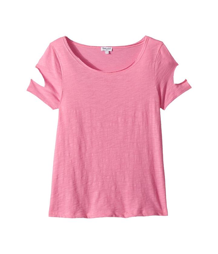 Splendid Littles Cut Out Short Sleeve Top (big Kids) (wild Orchid) Girl's Clothing