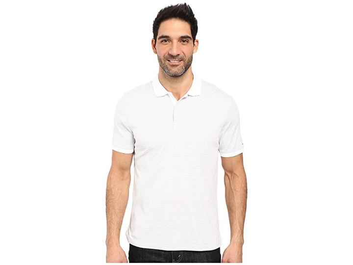Calvin Klein Liquid Cotton Stripe Polo (soft White Combo) Men's Short Sleeve Knit