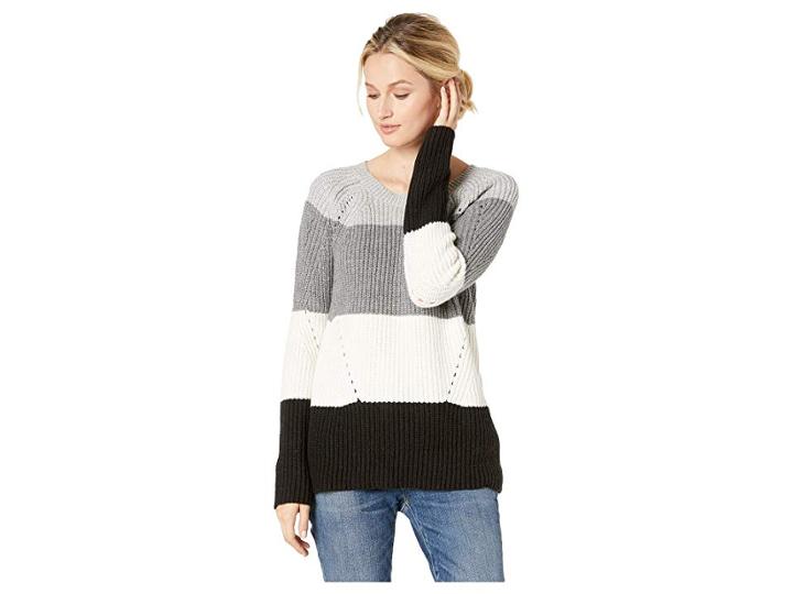 Lucky Brand Crew Neck Pointelle Sweater (natural Multi) Women's Sweater