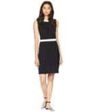 Juicy Couture Color Block Ponte Fitted Dress (pitch Black Angel) Women's Dress