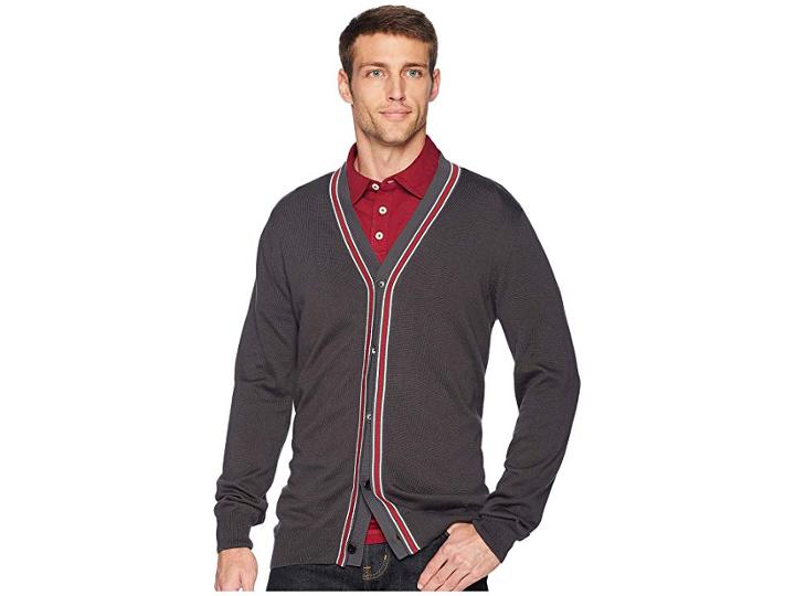 Perry Ellis Cotton Modal Double Placket Cardigan (magnet) Men's Sweater