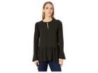 Michael Michael Kors Combo Fabric Ruffle Top (black) Women's Clothing