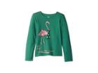 Life Is Good Kids Festive Flamingo Crusher T-shirt Long Sleeve (little Kids/big Kids) (forest Green) Girl's T Shirt