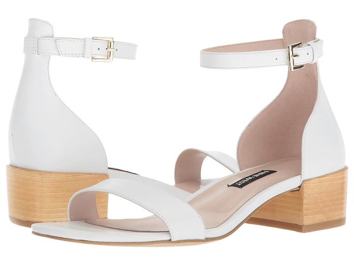 Nine West Xuxa Block Heel Sandal (white Leather) Women's Shoes