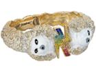 Betsey Johnson White And Gold Poodle Hinge Bangle (multi) Bracelet