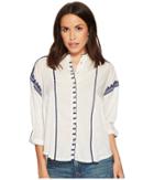 Lucky Brand Embroidered Scalloped Top (marshmallow) Women's Clothing