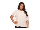 Vince Camuto Specialty Size Plus Size Drop Shoulder Tiered Sleeve Textured Blouse (wild Rose) Women's Blouse