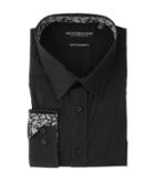 Nick Graham Solid Stretch Point Collar Shirt With Contrast (black) Men's Long Sleeve Button Up