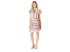 Eci Flutter Sleeve Stripe Faux Wrap Dress (red/beige) Women's Dress