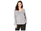 Lucky Brand Sandwash Henley Top (silver/gray) Women's Long Sleeve Pullover