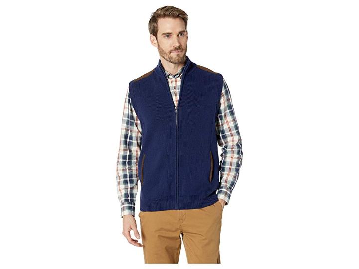 Chaps Cotton-zip Sweater Vest (newport Navy) Men's Vest