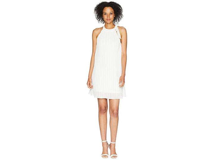 American Rose Dana High Neck Accordion Dress (off-white) Women's Dress