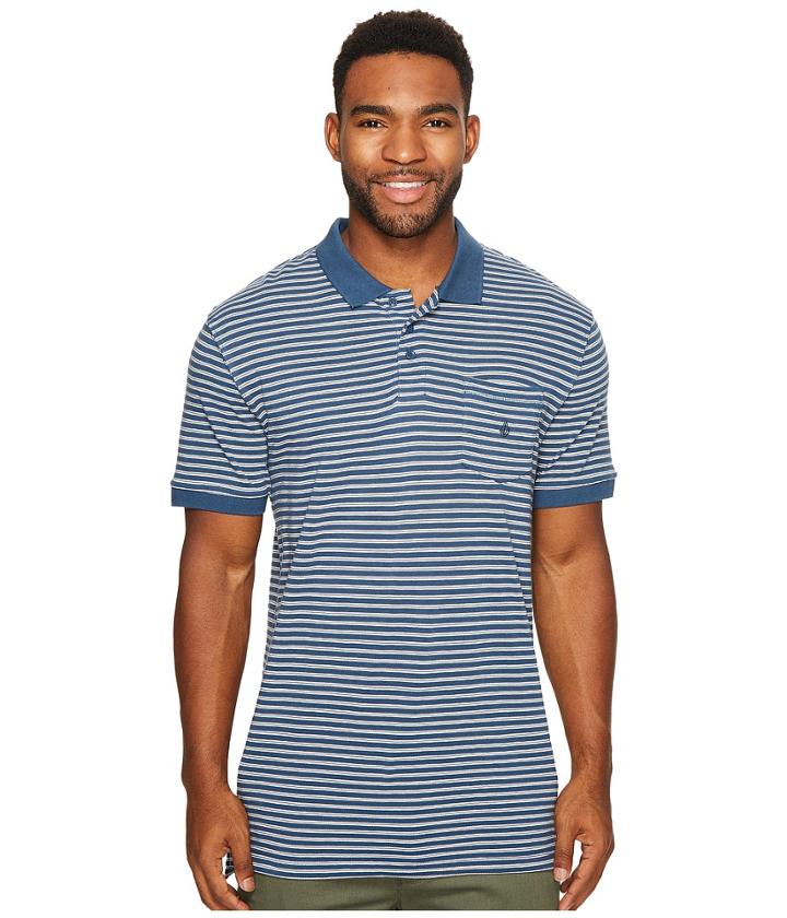 Volcom Wowzer Stripe Polo (smokey Blue) Men's Clothing