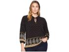 Michael Michael Kors Plus Size Paisley Garden Border Top (black/marigold) Women's Clothing