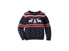 Janie And Jack Reindeer Crew Neck Sweater (toddler/little Kids/big Kids) (navy/red Fair Isle) Boy's Sweater