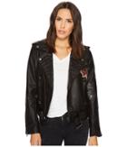Blank Nyc Floral Vegan Leather Moto Jacket In Love And Leave (love And Leave) Women's Coat