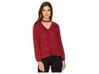 Jack By Bb Dakota Tell Me More Textured Crepe De Chine Ruffle Top (currant Red) Women's Clothing