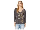 Lucky Brand Metallic Floral Tee (phantom) Women's T Shirt