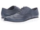 Cole Haan Zerogrand Wing Ox (black Iris Glove Open Holes Leather/white Leather) Men's Lace Up Wing Tip Shoes