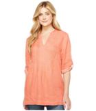 Dylan By True Grit Pintuck Washed Linen Tunic (soft Red) Women's Dress