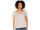 Lucky Brand Stripe Peplum Top (red Multi) Women's T Shirt