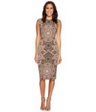 London Times Puzzle Disc Cap Sleeve Midi Sheath (taupe) Women's Dress