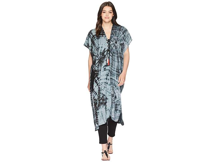 Steve Madden Showstopper Tie-dye Lace-up Duster (black) Women's Clothing