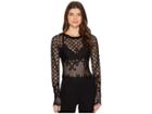 Romeo & Juliet Couture Long Sleeve Mesh Bodysuit (black) Women's Jumpsuit & Rompers One Piece