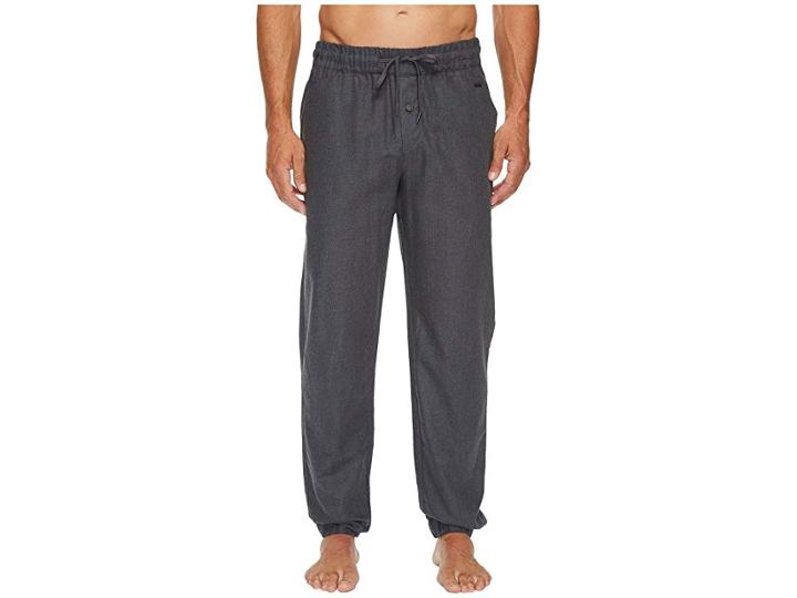 Hanro Fynn Woven Flannel Pants (dark Melange) Men's Casual Pants