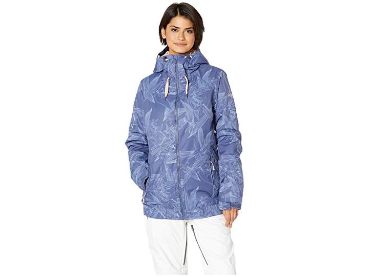 Roxy Valley Hoodie 10k Jacket (crown Blue Washed Floral) Women's Coat