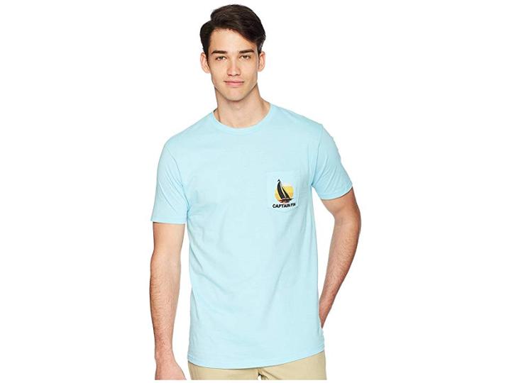 Captain Fin Moku Premium Pocket Tee (sky Blue) Men's T Shirt