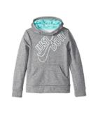 Nike Kids Therma Pullover Training Hoodie (little Kids/big Kids) (charcoal Heather/light Aqua) Girl's Sweatshirt