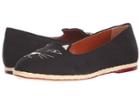 Charlotte Olympia Capri Cats (black Linen) Women's Flat Shoes