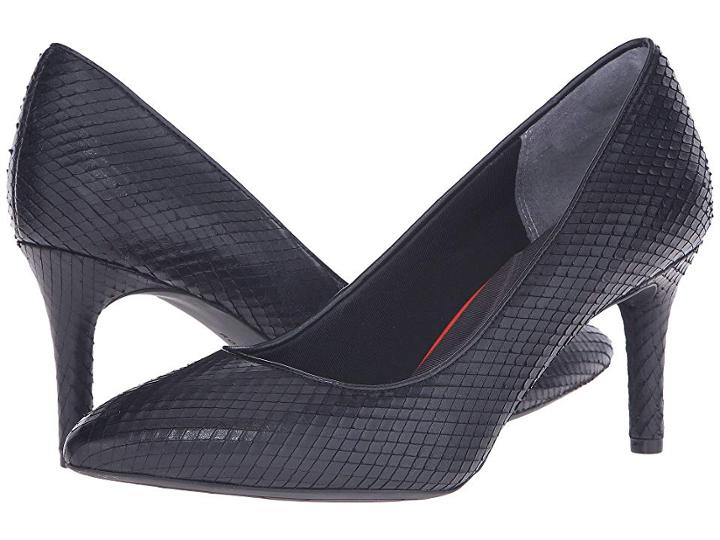 Rockport Total Motion 75mm Pointy Toe Pump (black Diamond Snake) High Heels