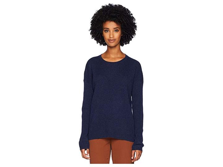 Eileen Fisher Italian Cashmere Round Neck Box-top (midnight) Women's Clothing