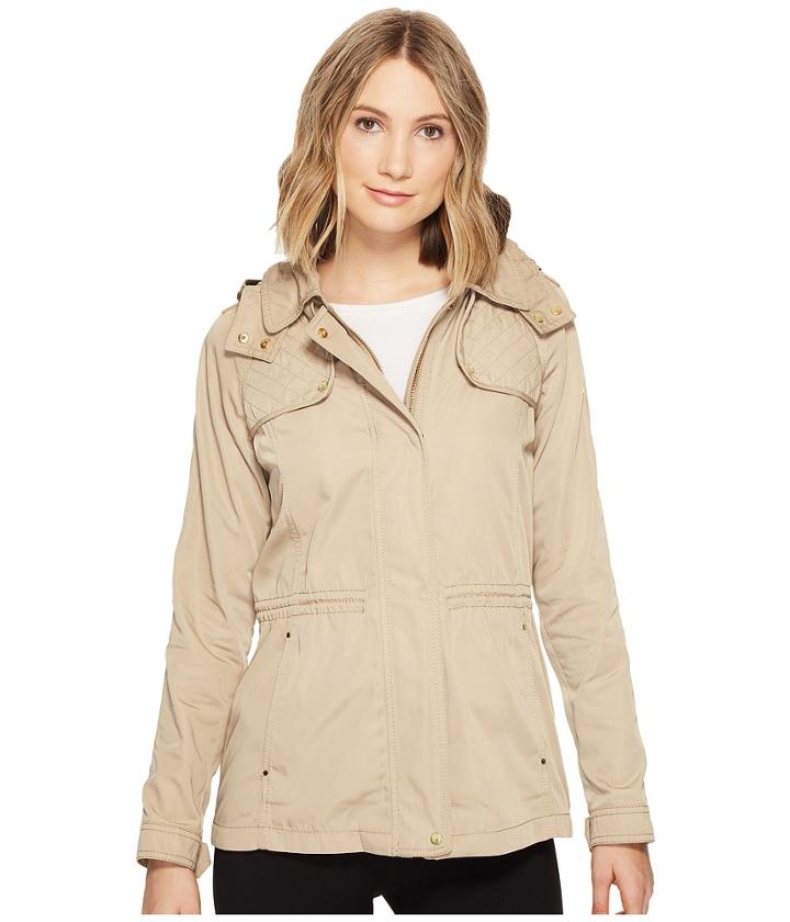Vince Camuto Hooded Lightweight Parka With Drawstring Waist (wheat) Women's Coat