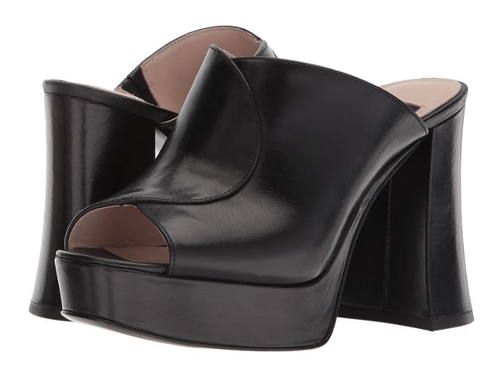 Nine West Lisana 40th Anniversary Platform Slide Heel (black Leather) Women's Sandals