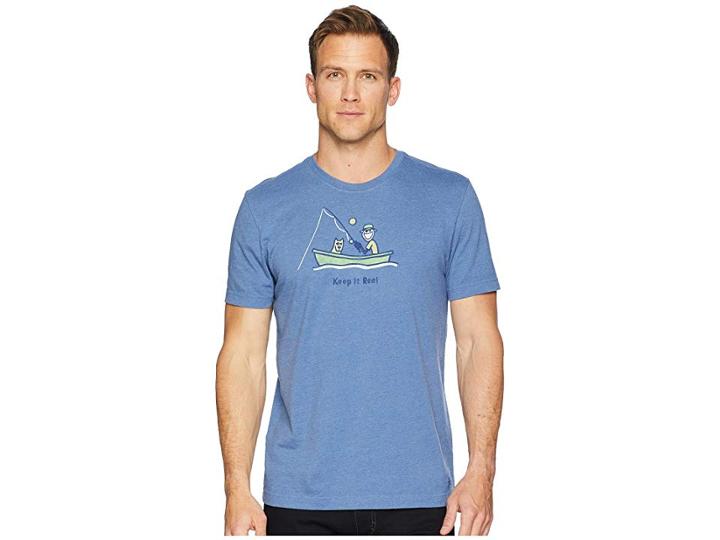 Life Is Good Classic Keep It Reel Crusher Tee (heather Vintage Blue) Men's T Shirt
