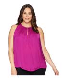 Vince Camuto Specialty Size Plus Size Sleeveless Rumple Keyhole Halter Blouse (fuchsia Fury) Women's Blouse