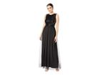 Marina Sleeveless Gown Sequin Top Solid Tulle Skirt (black) Women's Clothing