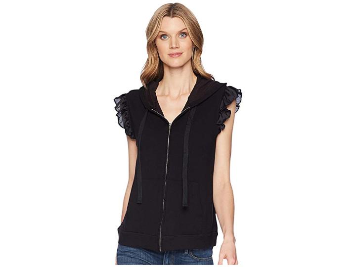 B Collection By Bobeau Keeley Ruffle Hoodie (black) Women's Sweatshirt