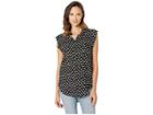 Alexander Jordan Cuff Cap Sleeve Hi-lo Button Down (black Heart) Women's Clothing