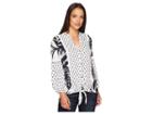 Ivanka Trump Printed Tie Front Blouse (navy/ivory) Women's Clothing