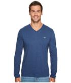 Lacoste Long Sleeve V-neck Tee Shirt (anchor Chine) Men's T Shirt