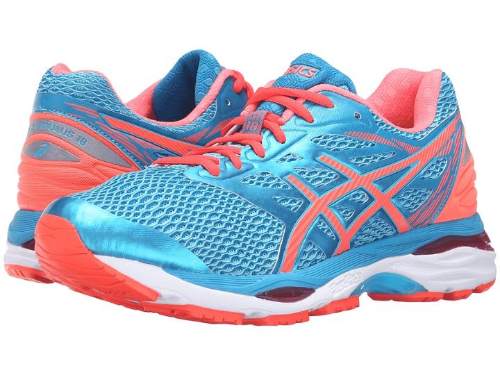 Asics Gel-cumulus(r) 18 (aquarium/flash Coral/blue Jewel) Women's Running Shoes